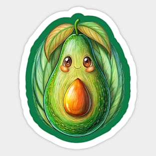 Funny Anime Face Avocado Sticker